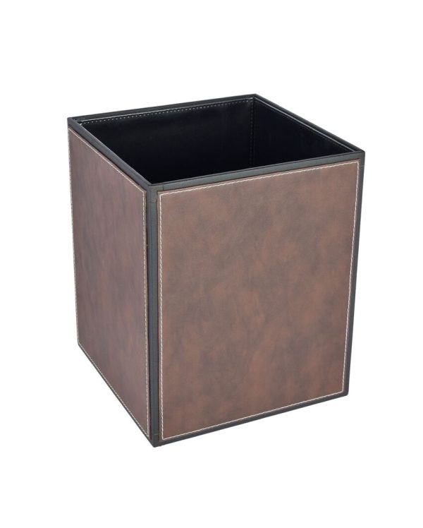 Elegant Faux Leather with Contemporary Design Dustbin | 5 L | 9 x 11 inches For Sale