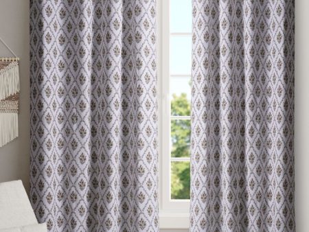 Daisy Neutral Polyester Cotton Printed Door Curtain | Set of 2 | 7 x 4 Feet Online Sale