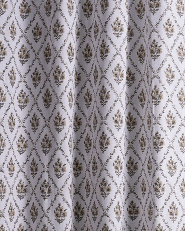 Daisy Neutral Polyester Cotton Printed Door Curtain | Set of 2 | 7 x 4 Feet Online Sale