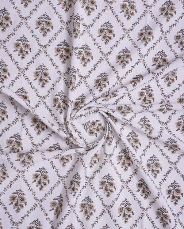 Daisy Neutral Polyester Cotton Printed Door Curtain | Set of 2 | 7 x 4 Feet Online Sale