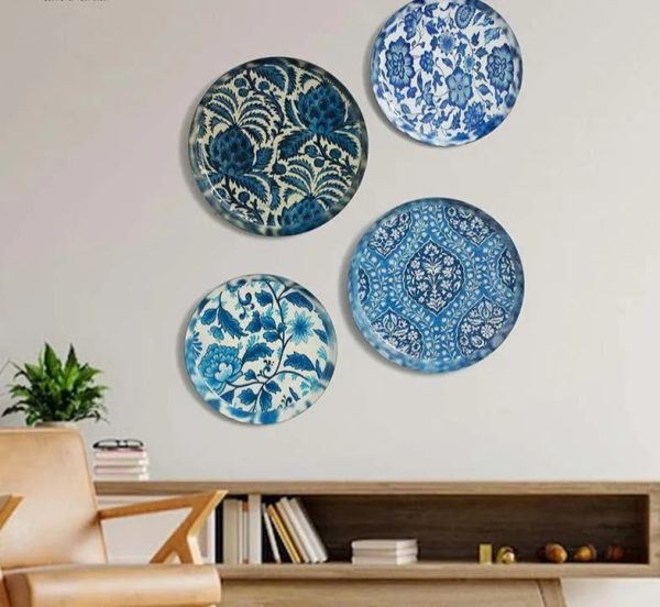 Blue Pottery Wall Art | Pack of 4 For Sale