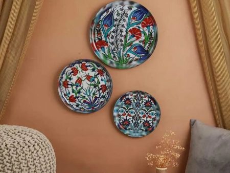 Indigo Tulip Wall Plates | Set of 3 Fashion