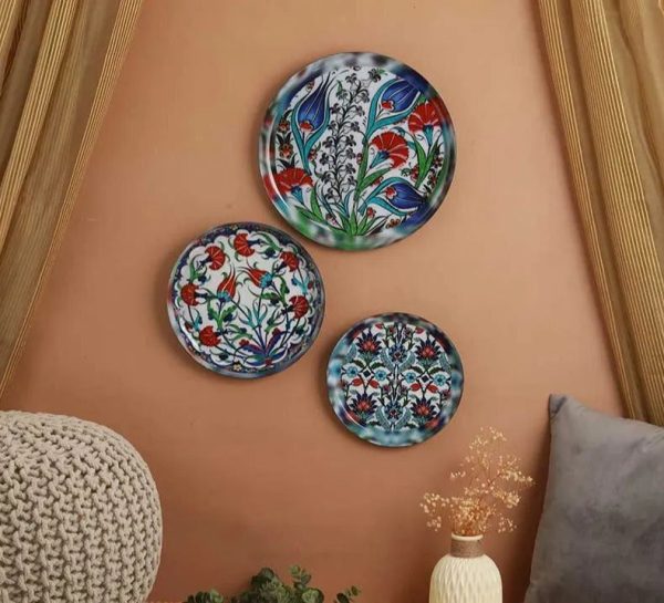 Indigo Tulip Wall Plates | Set of 3 Fashion