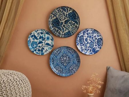 Blue Pottery Wall Art | Pack of 4 For Sale