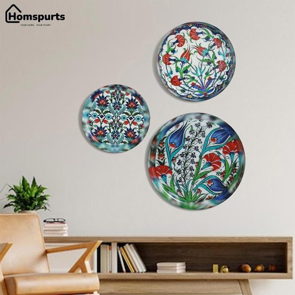 Indigo Tulip Wall Plates | Set of 3 Fashion