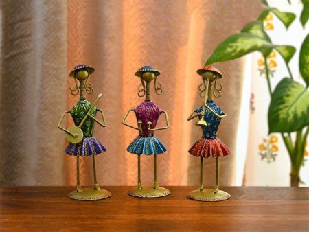 Chic Musician Doll Warli Showpiece | Pack of 3 | 3 x 9 inches For Discount