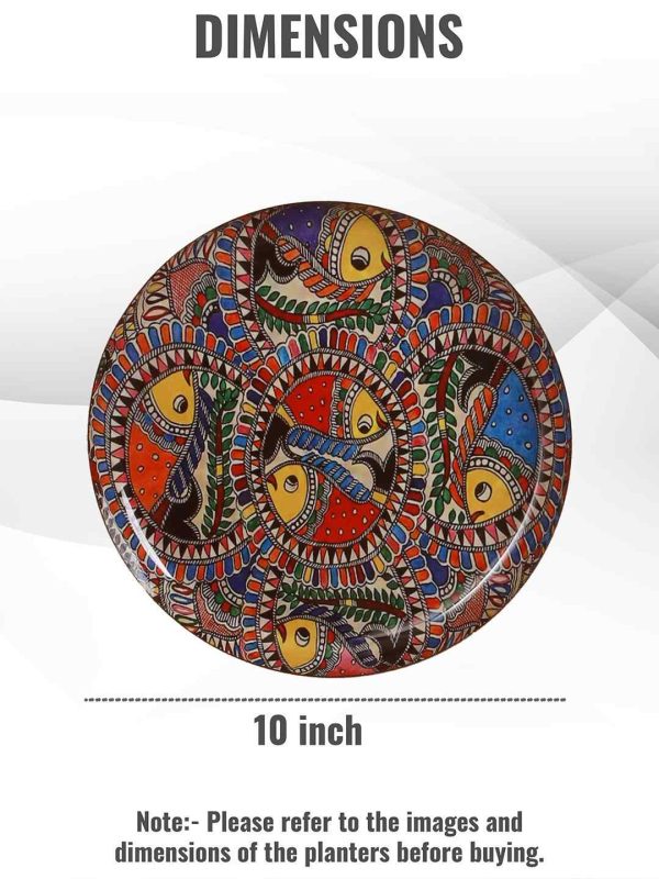 Madhubani Fish Wall Art Metal Plate| Diya 10 Inches Discount