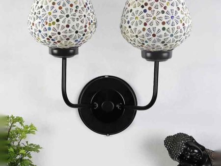 Artful Mosaic Glass Wall Mounted Dual Lamp With Iron Base | Set of 2 | 5 x 11 x 14 inches Sale