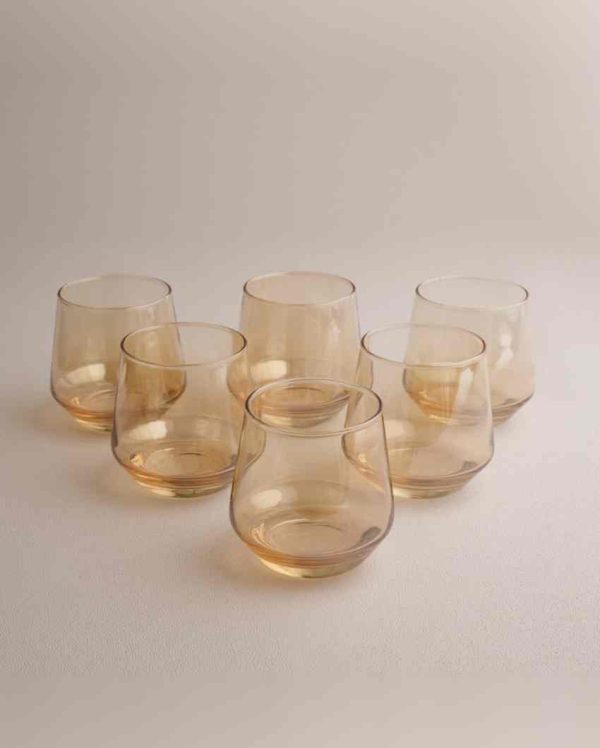 Sophisticated Golden Whiskey Glass | Set of 6 | 370 ML Online Sale