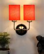 Classic Cotton Wall Mounted Dual Lamp with Steel Base | Set of 2 | 4 x 12 x 14 inches Hot on Sale