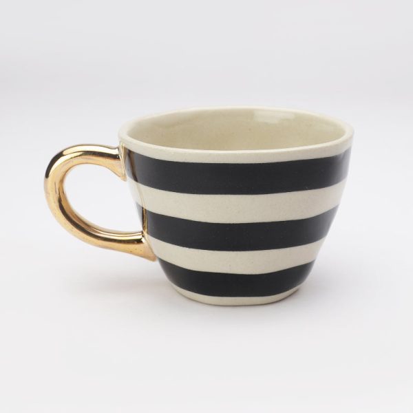 Multicolor Ceramic Bohemic Black & White Stripe Cups | Set of 6 Online Hot Sale