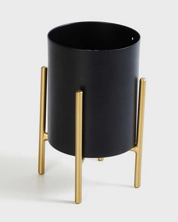 Stylish Cylindrical Metal Design Stand With Planter Pot Without Plant | 7 x 10 inches For Sale