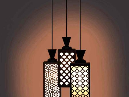 Decorativo 3 Lights Foyer Wooden Pendant Ceiling Lamp | 8 x 4 x 35 inches Online Sale