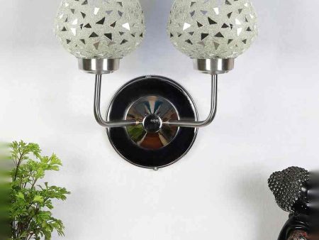 Elegant Detailed Mosaic Glass Wall Mounted Dual Lamp With Steel Base | Set of 2 | 5 x 11 x 14 inches on Sale