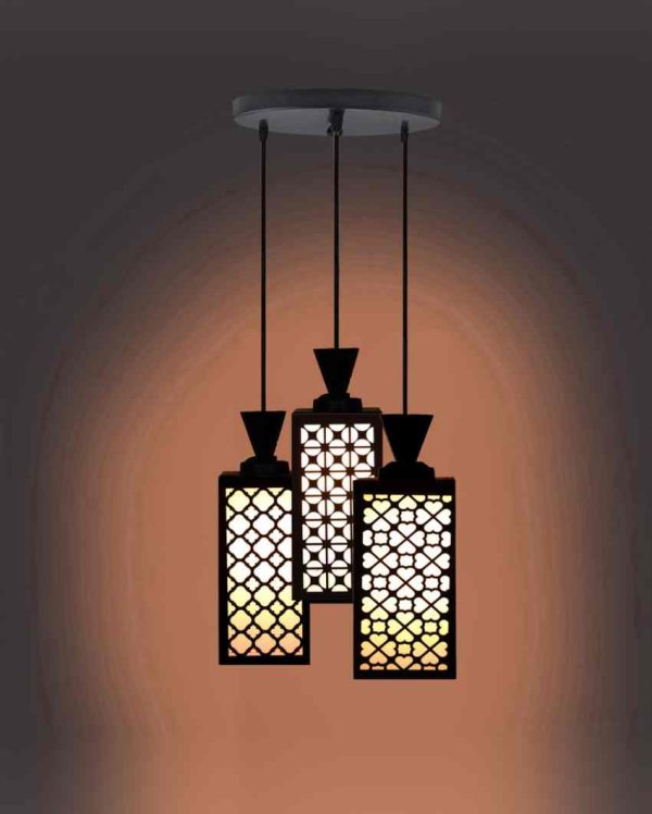 Estético Wooden 3 Lights Pendant Foyer Ceiling Lamp | 8 x 4 x 35 inches For Discount