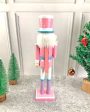 Wooden Pastel Pink Heart Nutcracker Self Standing Christmas Table Decor | 16 x 4 inches Online now