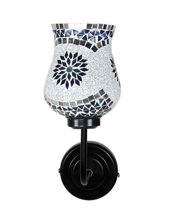 Colorful Distinctive Mosaic Glass Shade Wall Mounted Lamp With Iron Base | 9 x 4 x 13 inches For Sale