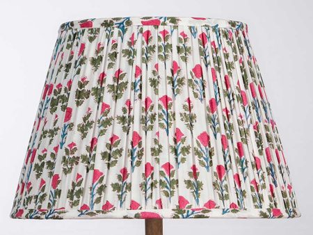 Chic White & Pink Cotton Fabric and Coated Frame Block Print Empire Lampshade Online Sale