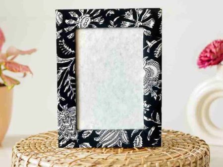 Black Block Print Cotton Photo Frame | 8 x 6 inches on Sale