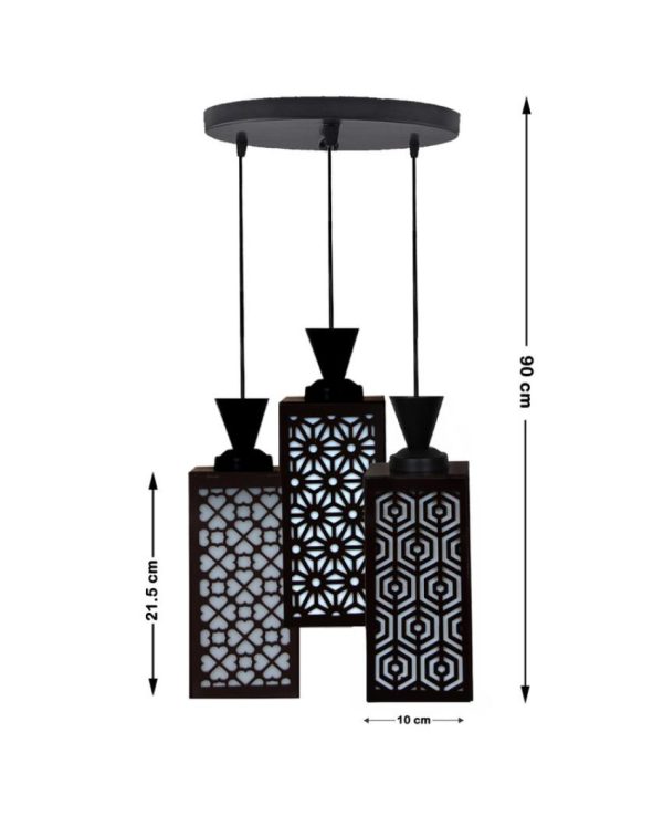 Estético 3 Lights Wooden Premium Foyer Ceiling Lamp | 8 x 4 x 35 inches Online now