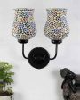 Elegant Mosaic Glass Wall Mounted Dual Lamp With Iron Base | Set of 2 | 5 x 11 x 14 inches Online Sale