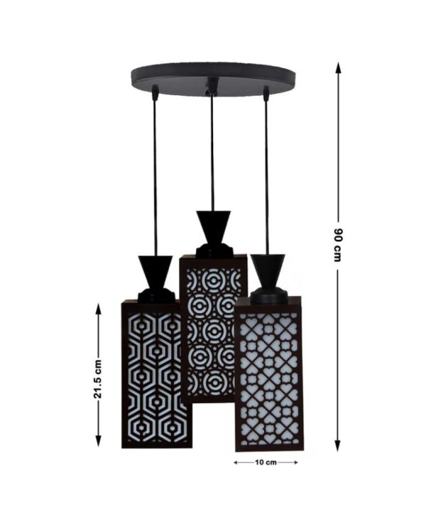 Decorativo Wooden Pendant 3 Lights Foyer Ceiling Lamp | 8 x 4 x 35 inches For Discount