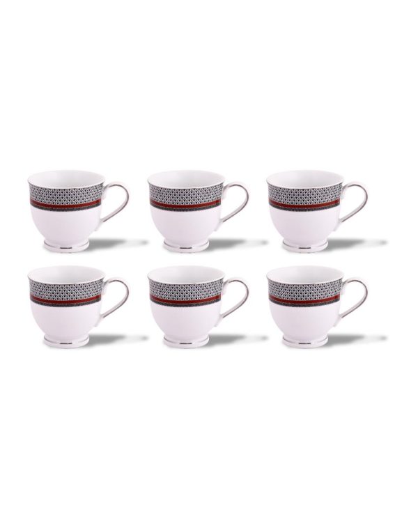 Burgundy Porcelain Cup & Saucer Set | Set Of 6 cups & 6 saucers Online