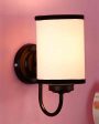 Contrast White & Black Cotton Wall Mounted Lamp With Iron Base | 7 x 4 x 9 inches Cheap