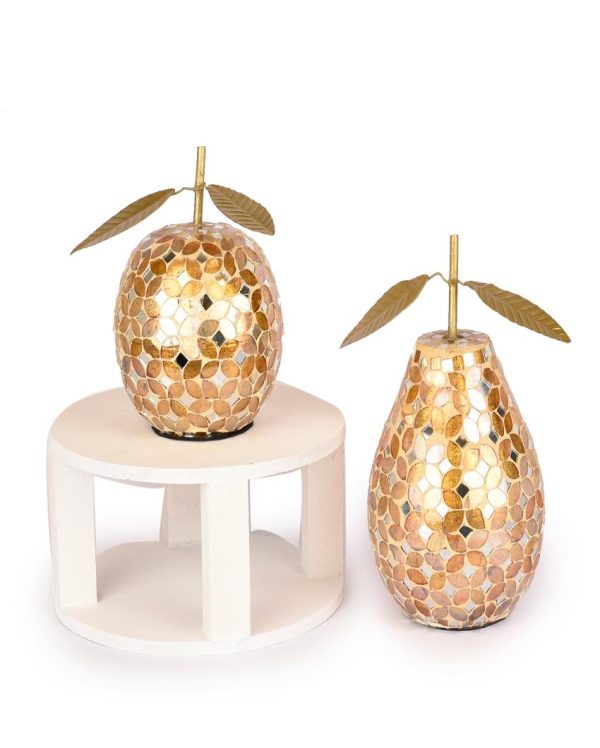 Gold Mosaic Mirror Pear and Apple Decorative | Set of 2 Online