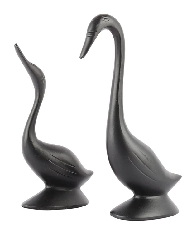 Crafted Perfect For Tabletop Or Shelf Aluminium Couples Bird Swan Figurine Pair Fashion