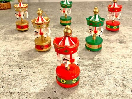 Wooden Carousel Christmas Tree Ornaments | Pack of 6 Hot on Sale