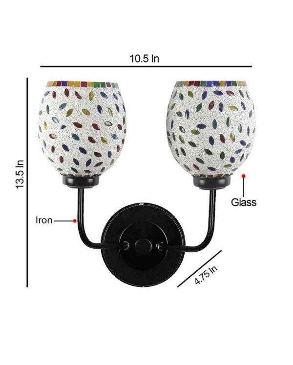 Charming Mosaic Glass Wall Mounted Dual Lamp With Iron Base | Set of 2 | 5 x 11 x 14 inches Online