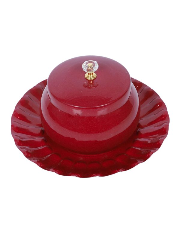 Elegant Red Jar and Plate Dry Fruits Platter | Pack of 2 | 300 ML For Sale