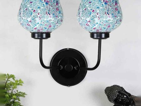 Colorful Mosaic Glass Wall Mounted Dual Lamp With Iron Base | Set of 2 | 5 x 11 x 14 inches Online Sale