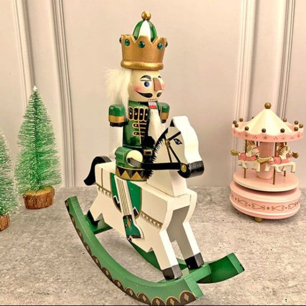 Wooden Green Rocking Horse King Table Decoration | 13 x 10 x 4 inches Sale