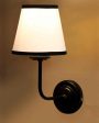 Elegant Chic White & Black Cotton Wall Mounted Lamp Iron Base | 7 x 6 x 10 inches Online Sale