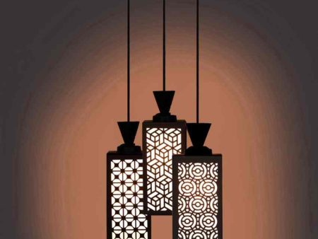 Wave3 Lights Foyer Wooden Pendant Ceiling Lamp | 8 x 4 x 35 inches For Sale