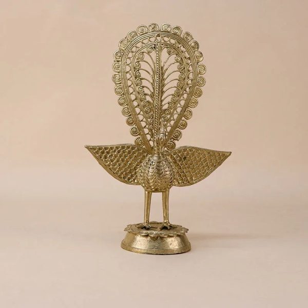 Handcrafted Peacock Dokra Showpiece Online now