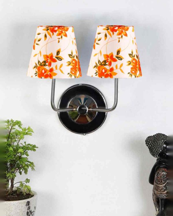 Chic Cotton Wall Mounted Dual Lamp With Steel Base | Set of 2 | 4 x 13 inches Hot on Sale