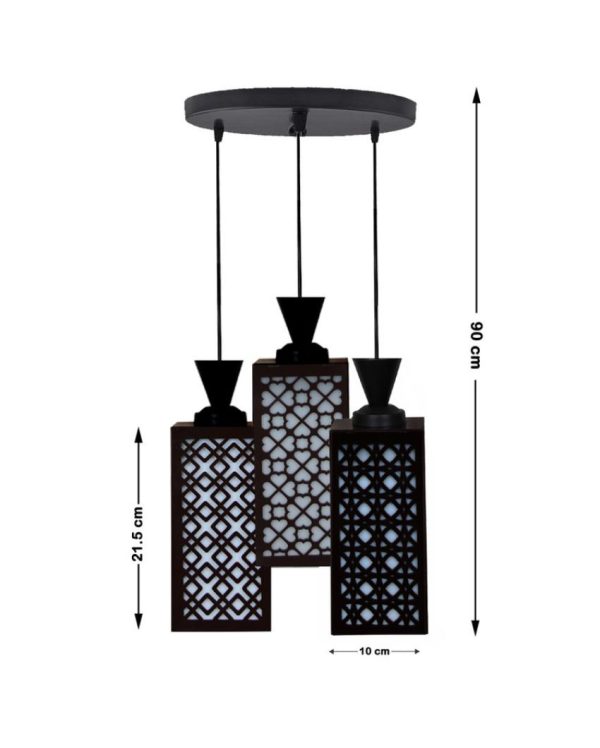 Ästhetik 3 Lights Wooden Premium Foyer Ceiling Lamp | 8 x 4 x 35 inches Online Sale