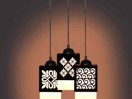 Artesanía 3 Lights Wooden Premium Hallway Ceiling Lamp | 5 x 6 x 32 inches For Sale