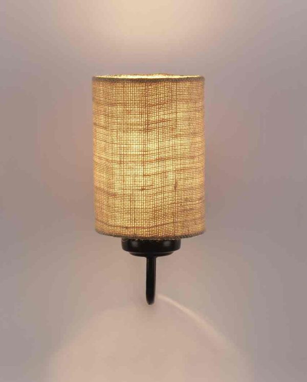 Earthy Jute Wall Mounted Lamp With Iron Base | 7 x 4 x 9 inches on Sale