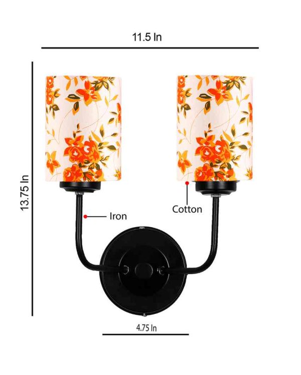 Chic Modern Cotton Shade Wall Mounted Dual Lamp with Iron Base | Set of 2 | 4 x 12 x 14 inches Hot on Sale