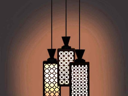 Einzigartig Wooden 3 Lights Pendant Foyer Ceiling Lamp | 8 x 4 x 35 inches For Sale