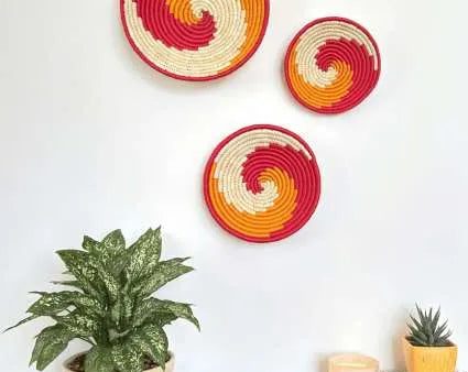 Sherbet Wave Sabai Grass Wall Decor Baskets | Set Of 3 | 8,10,12 inches Fashion