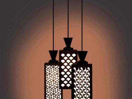 Detallado 3 Lights Foyer Wooden Pendant Ceiling Lamp | 8 x 4 x 35 inches For Sale