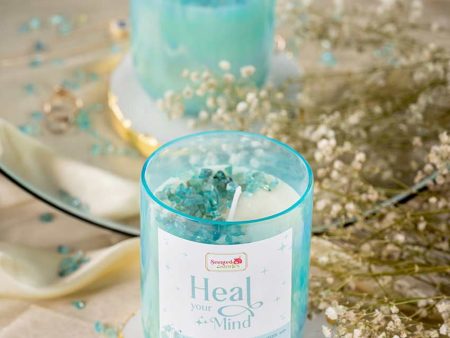 Heal Your Mind Crystal Candle Clarity with Aromatherapy and Crystals | 22.86 x 20.32 cm   9 x 8 inches Cheap