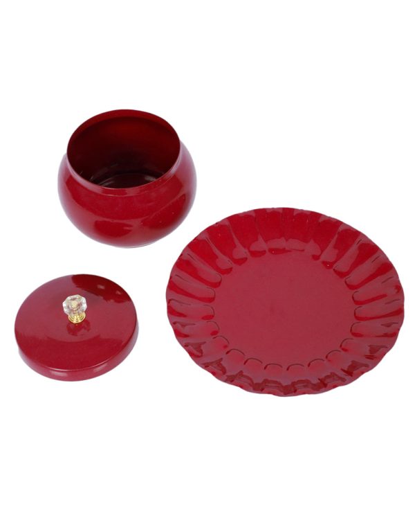 Elegant Red Jar and Plate Dry Fruits Platter | Pack of 2 | 300 ML For Sale