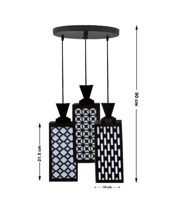 Elegant 3 Lights Foyer Wooden Pendant Ceiling Lamp | 8 x 4 x 35 inches Discount