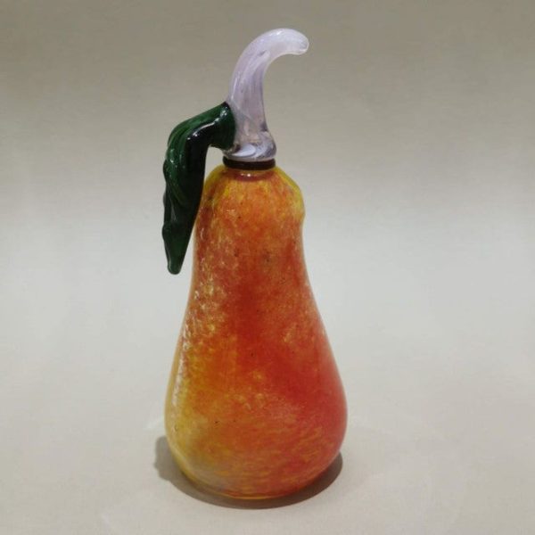 Murano Red & Yellow Style Decorative Glass Pear Art For Cheap